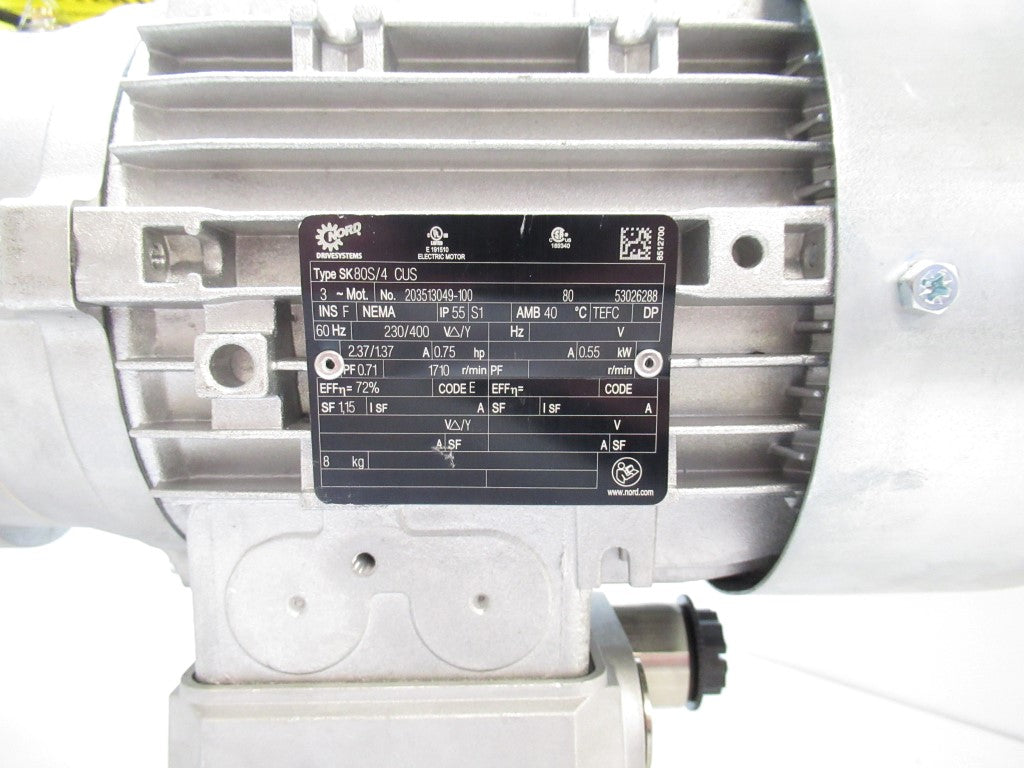 Nord SK02040.1AXZH-80S/4CUS SK80S/4 CUS 3-PH Motors, 0.75 hp, 20.00 :1