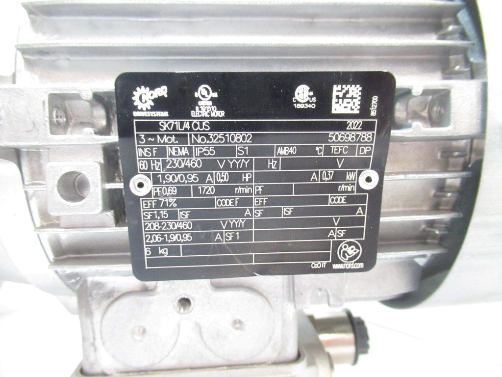 Nord Gear SK02040.1AXZH-71L/4CUS Motor 0.50 HP, Ratio 24.00 :1