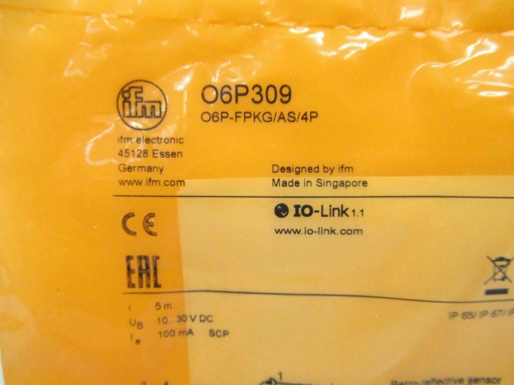 Ifm Electronic O6P309 O6P-FPKG/AS/4P Retro-Reflective Sensor, M8 Connector