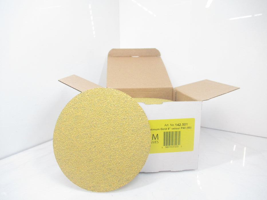 Optimum 142.501 5" P40 Gold Sanding Discs, Lot Of 50