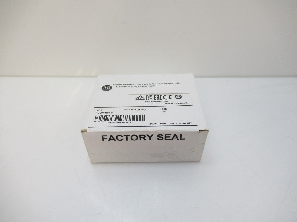 Allen Bradley 1734-IB8S Safety Sinking Input Module 8-CH Surplus Sealed