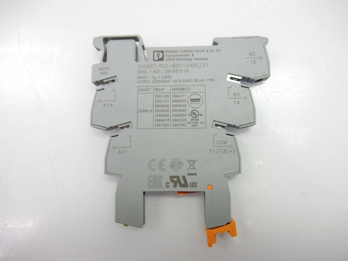 Phoenix Contact PLC-BSC-24DC/21 2966016 Relay / Opto Coupler Base, Sold By Unit