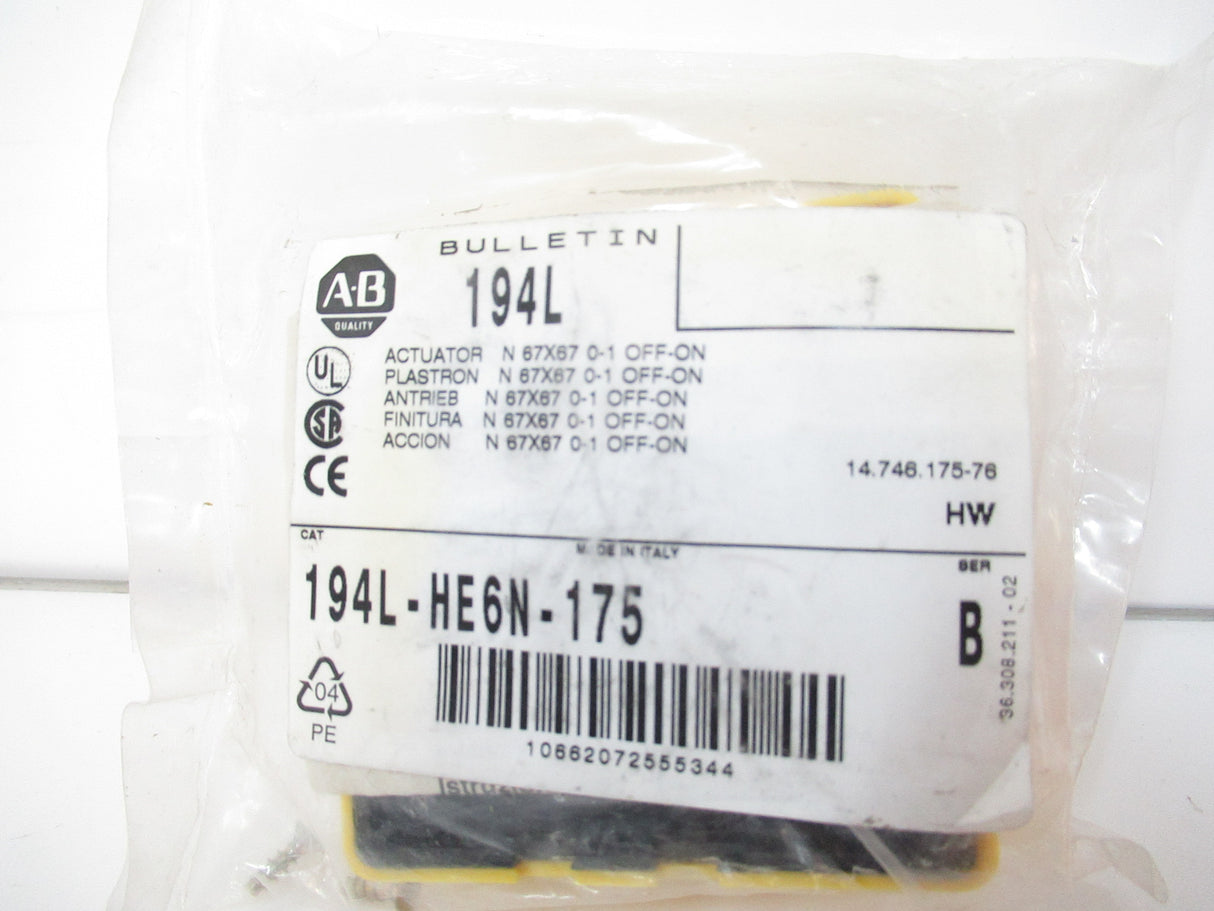 Allen Bradley 194L-HE6N-175 Control And Load Switch Actuator, 67 X 67 Mm