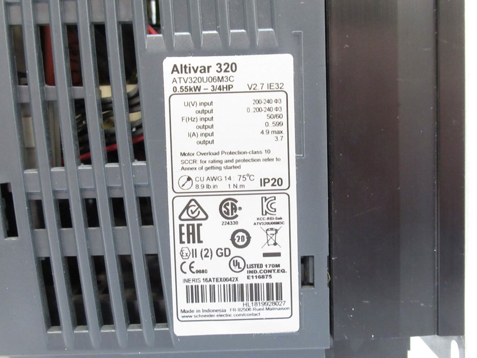 Schneider Electric ATV320U06M3C Altivar 320 Variable Speed Drive 0.55kW - 3/4HP