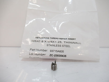 Key-Locking Inserts 93715A605, M5 x 0.8 mm Thread Size, Sold By Unit