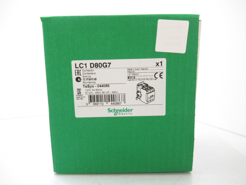 Schneider Electric LC1D80G7 TeSys D Contactor 3-Pole 600V AC, 80 A