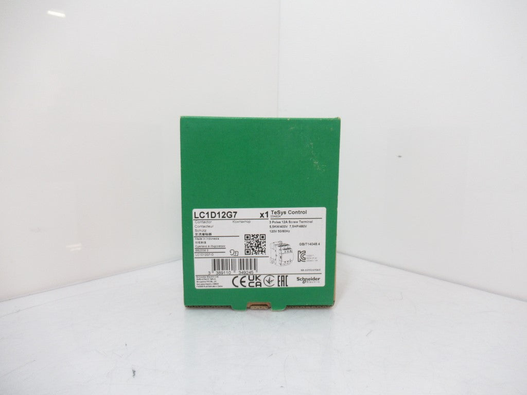 Schneider Electric LC1D12G7 TeSys Deca Contactor, 12A, 7.5 HP, 480 V