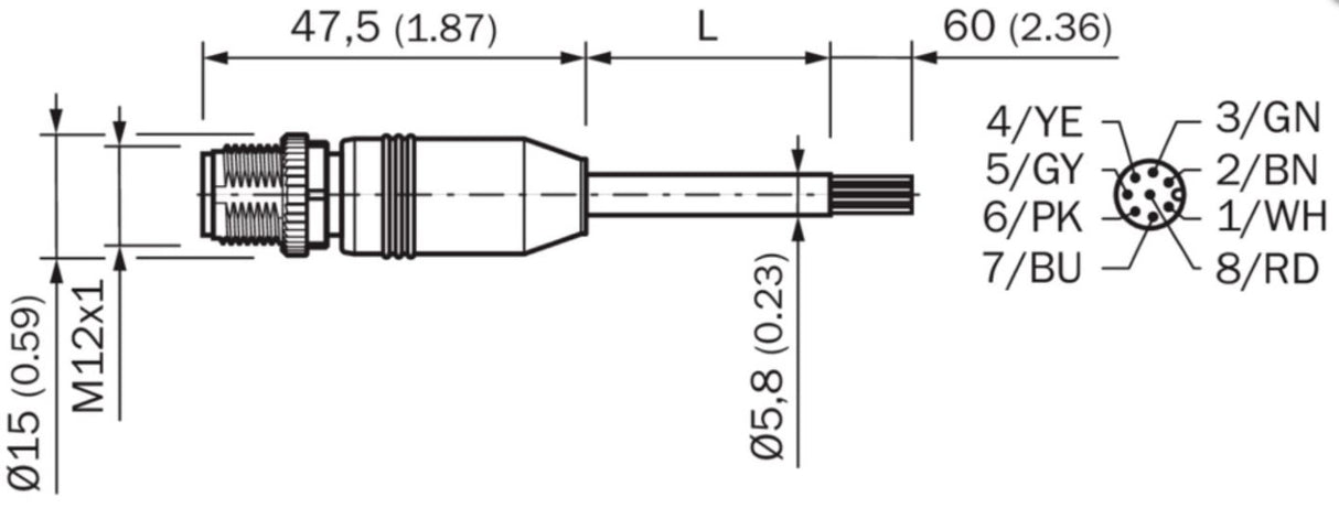 Sick YM2A18-100UA5XLEAX Cable, M12, Male, A-Coded, PUR, AWG24, 10m