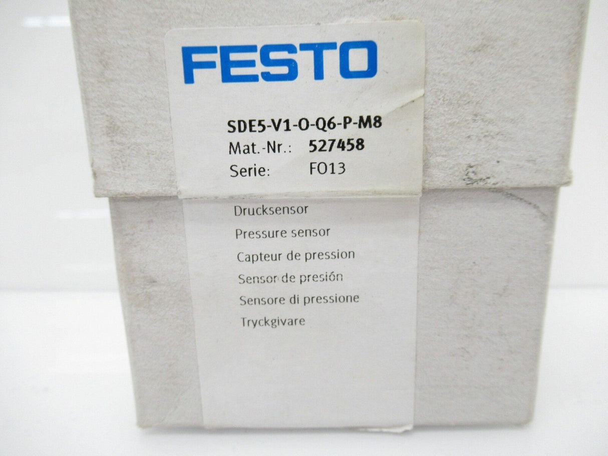 Festo 527458 SDE5-V1-0-Q6-P-M8 Pressure Sensor