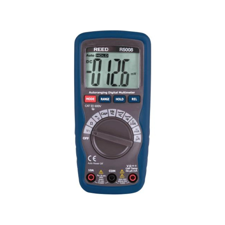 Reed Instruments R5008 Digital Multimeter, AC/DC Voltage, 4000 Count Resolution