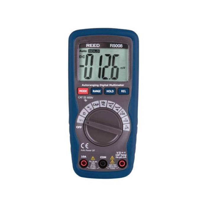 Reed Instruments R5008 Digital Multimeter, AC/DC Voltage, 4000 Count Resolution