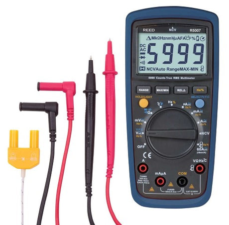 Reed Instruments R5007 True Rms Digital Multimeter With NCV, 600V AC/DC