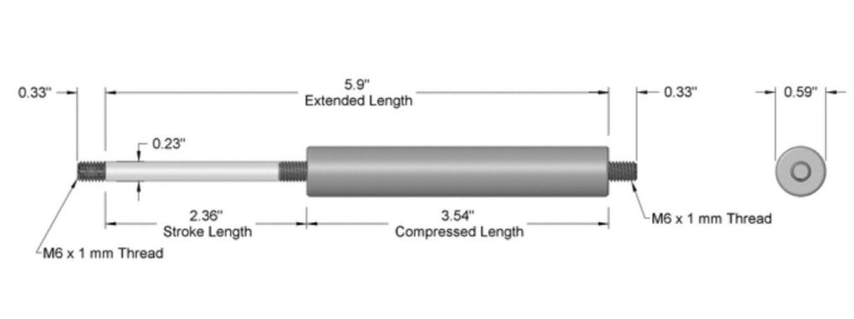 Suspa C16-18804 Spring 5.9 in Extended Length Extension Force 80 lbs