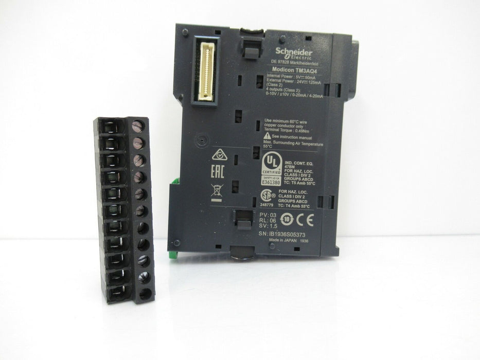 Schneider TM3AQ4 Analog Output Module, Modicon TM3, 4 Outputs 24V DC