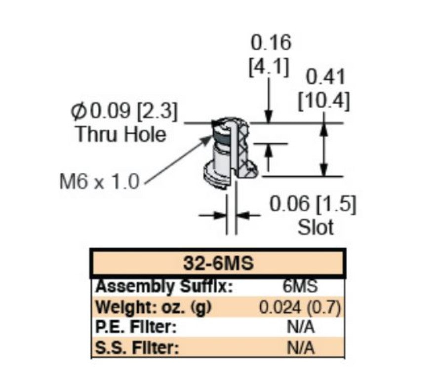 Vacuum Cup Fitting 32-6MS M6 Male Stud