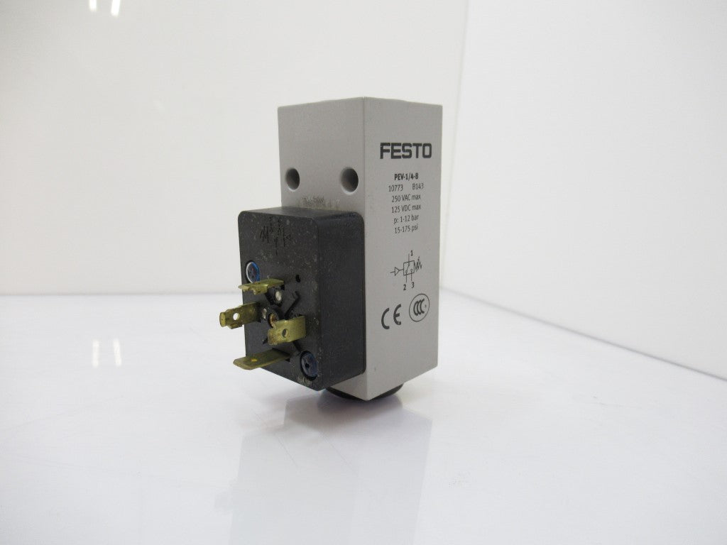 Festo 10773 PEV-1/4-B Pressure Switch 250 VAC / 125 VDC Max New In Box