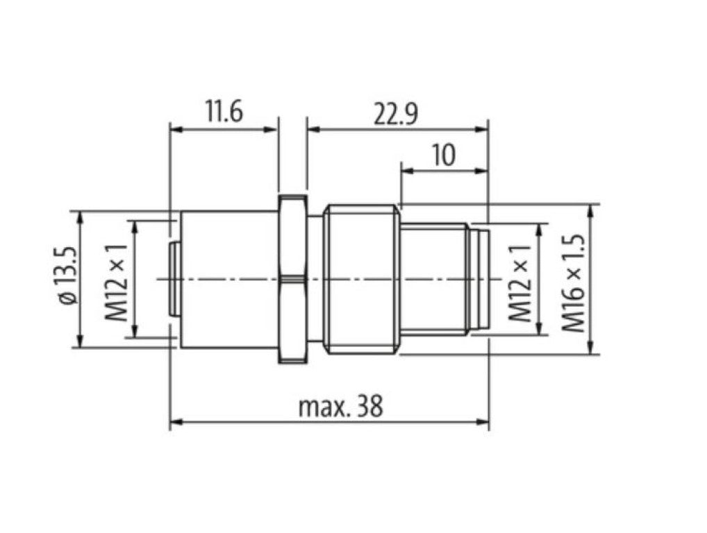 Murrelektronik 7000-42111-0000000 M12-Panel Feed Through A-Coded, 30V AC / DC