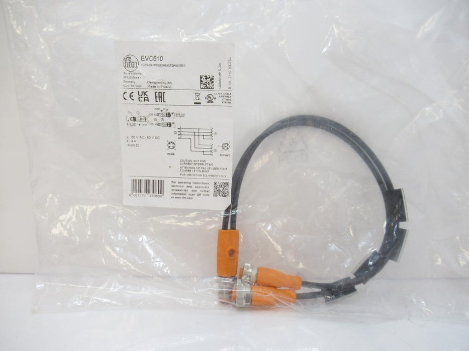 EVC510 Ifm Electronic, Y Connection Cable M12, 0.3 meter, IP65