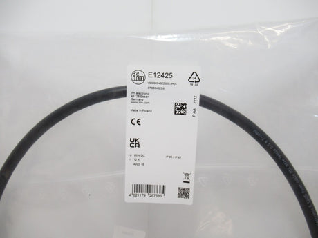 Ifm Electronic E12425 Connection Cable T-Coded, 12A, IP67, PUR, M12, Straight