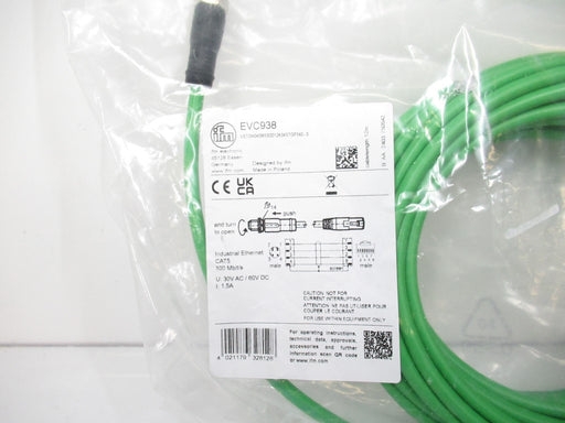 Efector Ifm EVC938 VSTGN040MSS0012K04STGP040--S 12M Ethernet Connection Cable