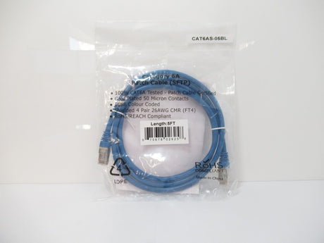 Molded Patch Cable CAT6AS-05BL 5 Ft RJ45 CAT6A SFTP 10 Gb