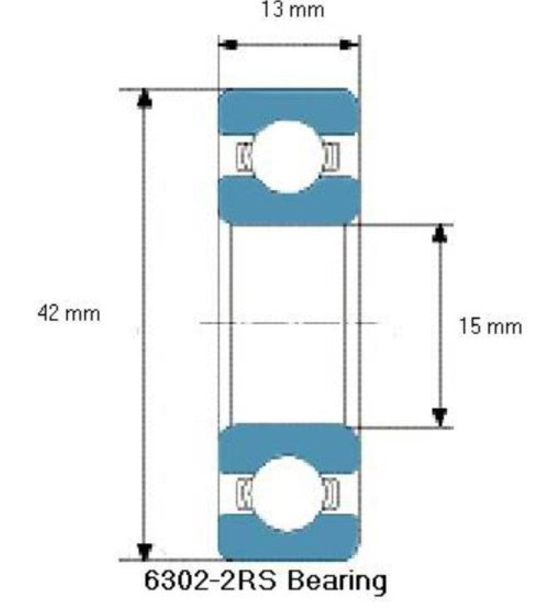 6302-2RS 63022RS GRB Bearings Single Row Deep Groove Ball Dia. 15 x 42 x 13 mm