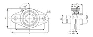 UCFL204 GRB Bearing Two-Bolt Holes Flange Unit, Shaft Dia 20mm