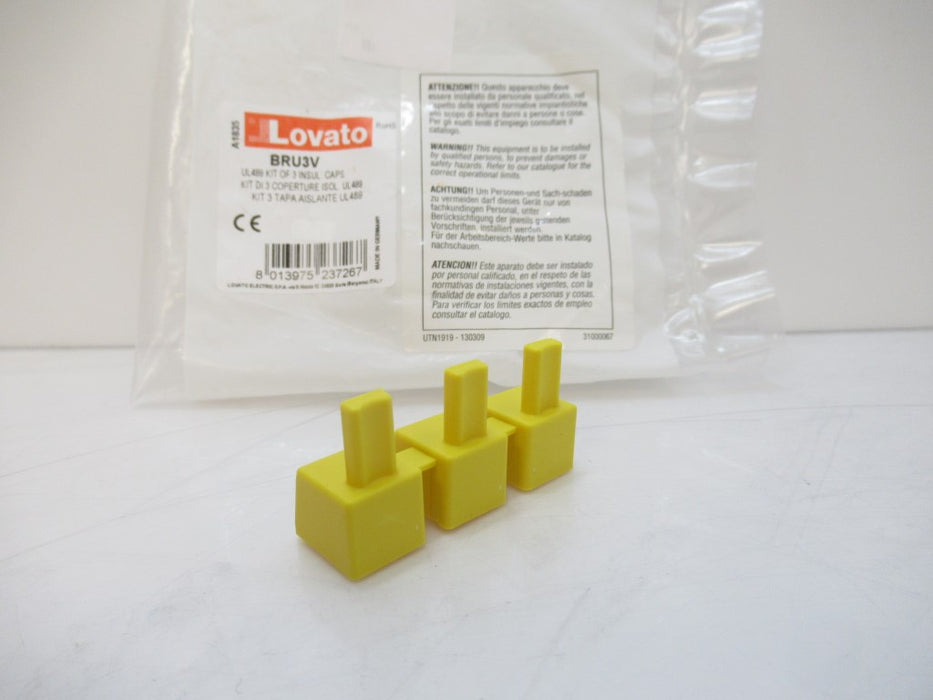 BRU3V Lovato Kit Of 3 Insulating Caps For Unused Bar Terminals, Sold By Unit New