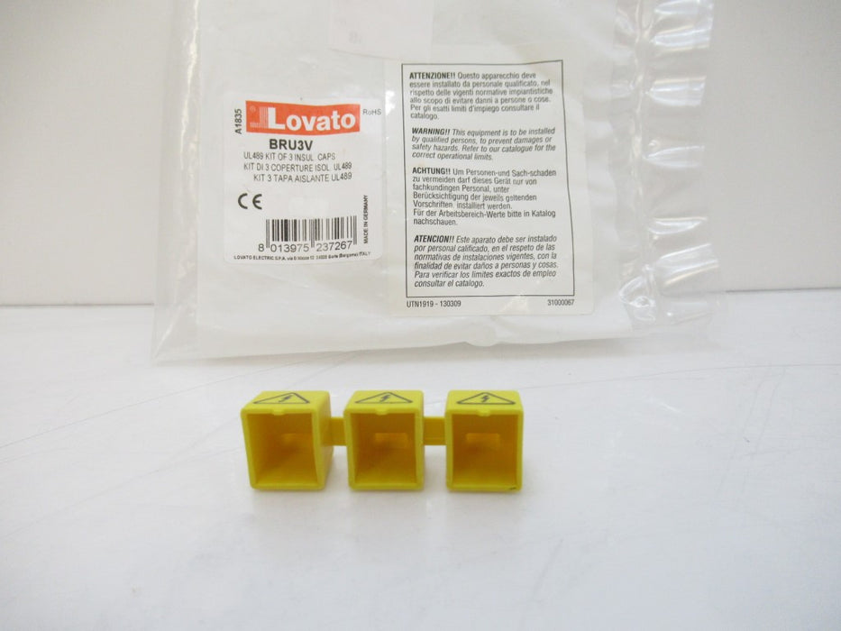 BRU3V Lovato Kit Of 3 Insulating Caps For Unused Bar Terminals, Sold By Unit New