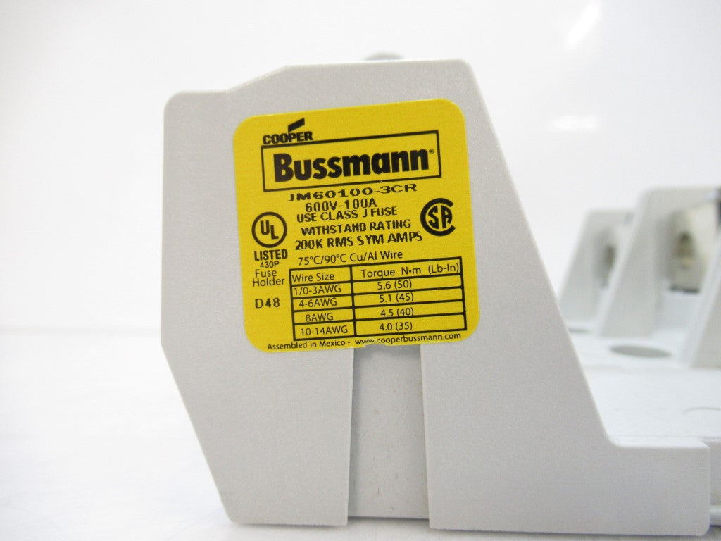 JM60100-3CR Bussmann 100 amp class J fuse holder 600V -3 pole (New No Box)