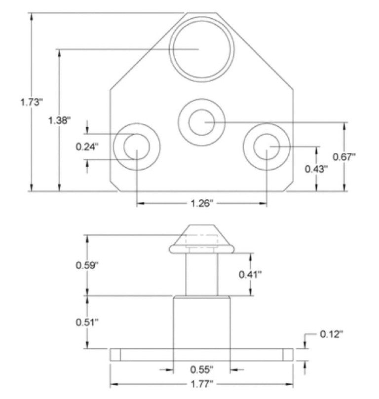 9416K25 Eyelet Mounting Bracket, For 0.31"- 0.33" ID (Sold By Unit New)