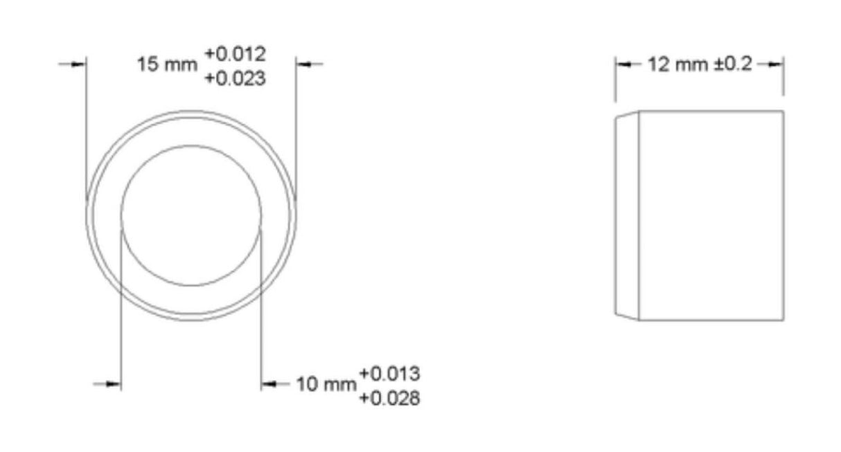 97060A301 Metric Press-Fit Drill Bushing 10mm ID, 15mm OD, 12mm Long(New In Bag)