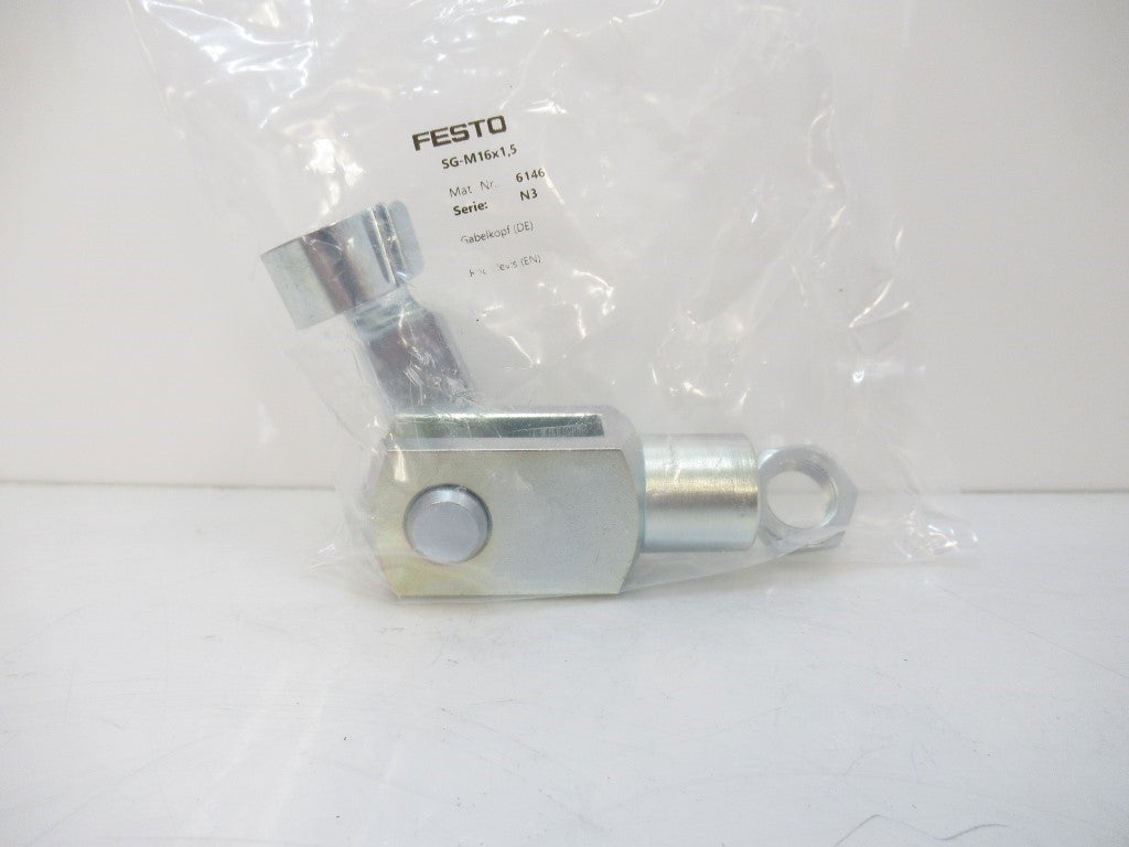 6146 M16x1.5 M16x15 Festo, Rod Clevis, Steel Galvanized, New In Bag