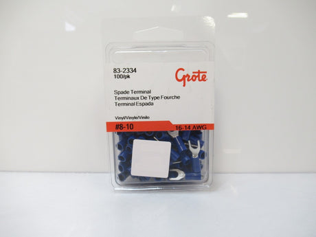 83-2334 832334 Grote Spade Terminals 16-14 AWG Blue Stud Size 8-10 (New)