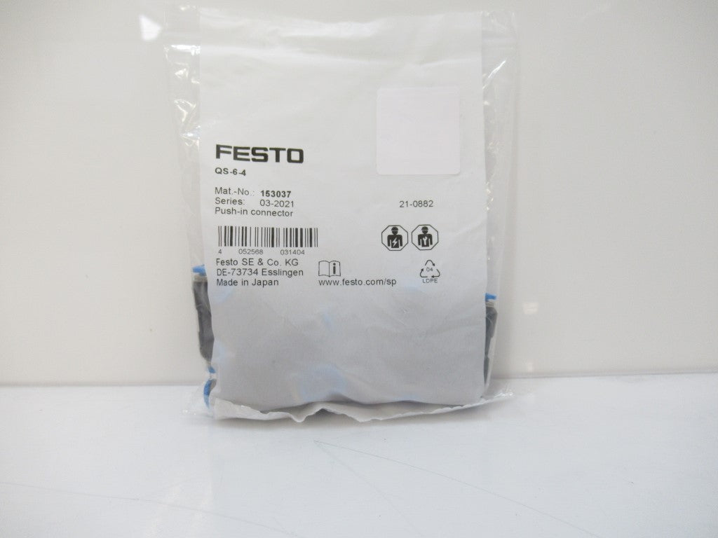 153037 QS-6-4 QS64 Festo Push-In Connector