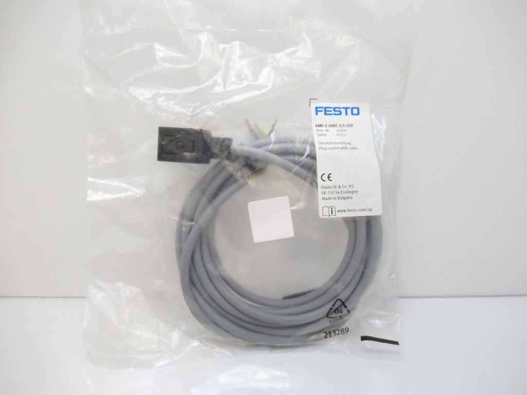 30935 Festo KMF-1-24DC-2.5-LED Plug Socket With Cable New In Bag