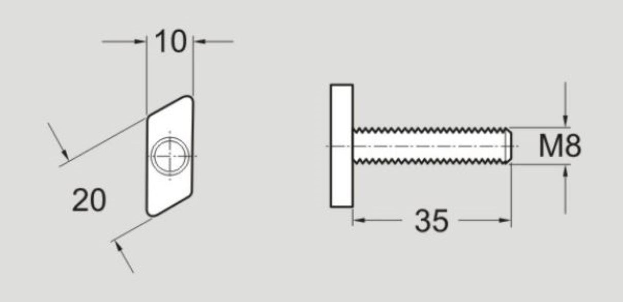 XLAT 35 XLAT35 Flexlink T-Bolt M8, Sold By Unit