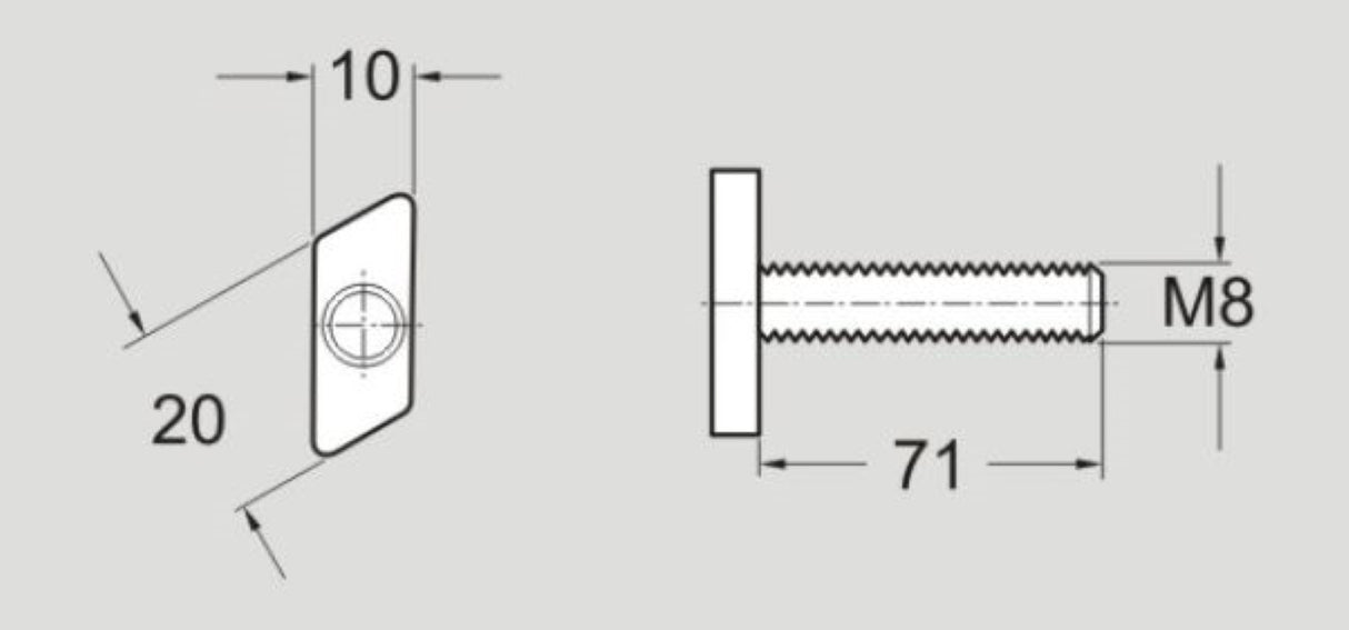 XLAT 71 XLAT71 FlexLink T-Bolt M8 Group FST, Sold By Unit