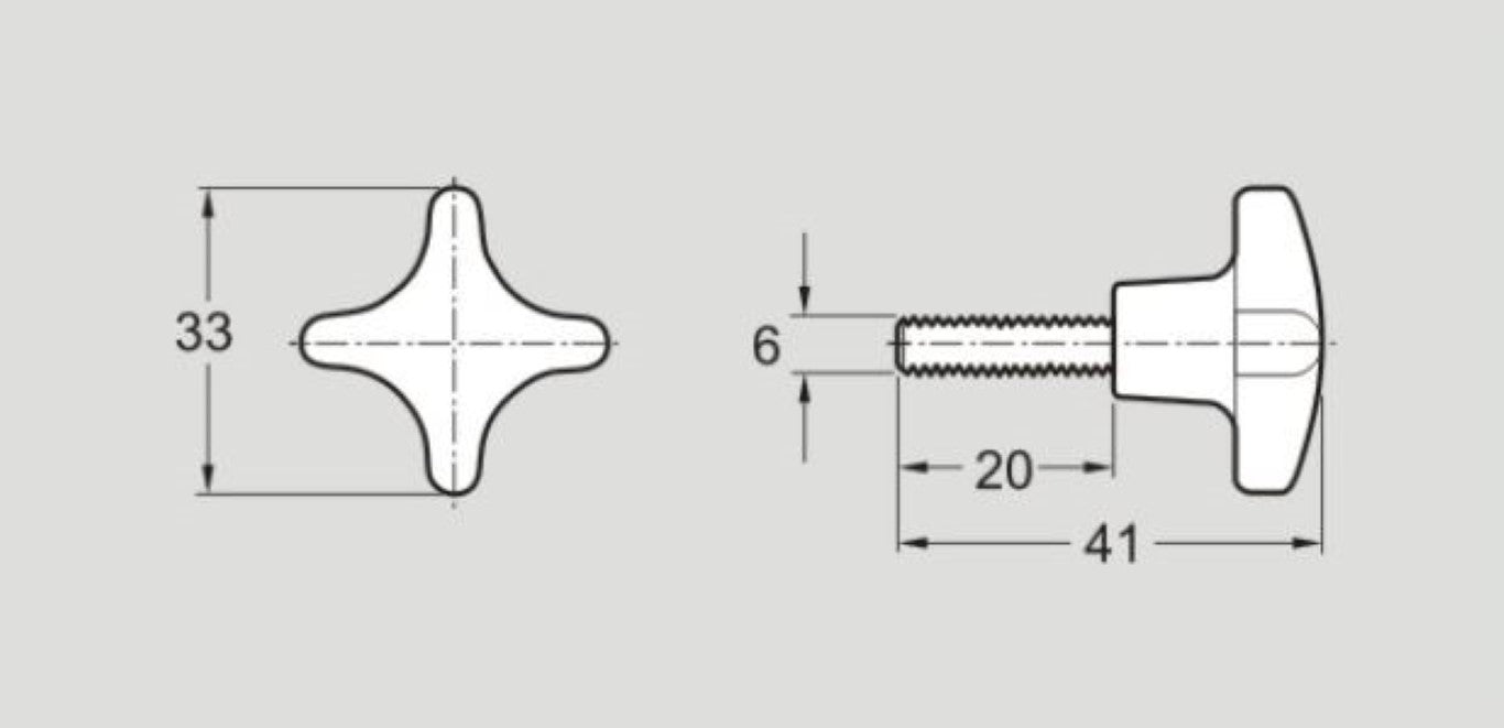 XLAR 6X20 XLAR6X20 FlexLink, Star knob, Group GR Sold By Unit, New