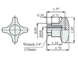 182-54911 Marbett Hand Knob, With Female M10 Metric Thread (Sold By Unit, New)