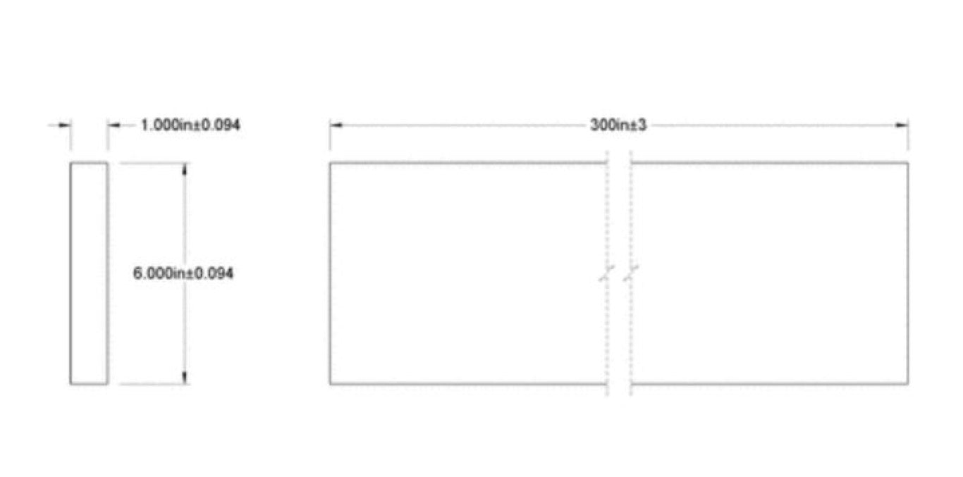 Light Duty Blended EPDM Foam Strip / Adhesive Back, 6" Wide, 1" Thick, 25ft Long