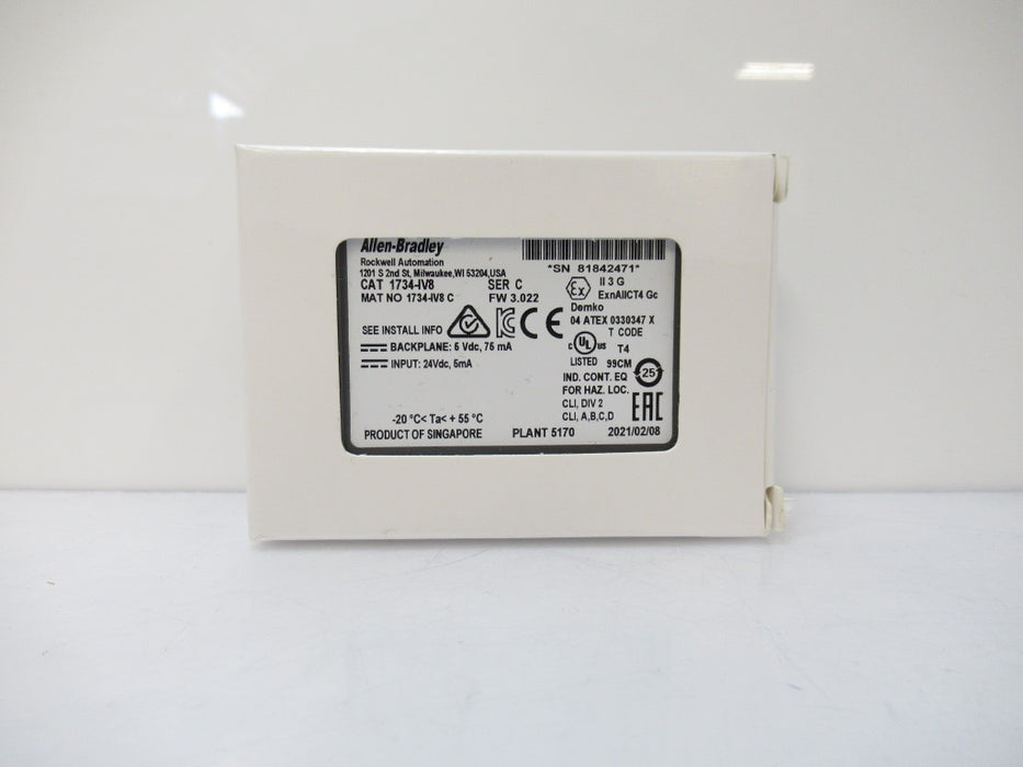 1734-IV8 1734IV8 Allen Bradley POINT I/O 24VDC 8-Point Input Module (Surplus In Box)