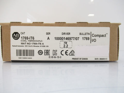 1769-IT6 1769IT6 Allen-Bradley 6-CH Thermocouple Input Module (Surplus In Box 2020)