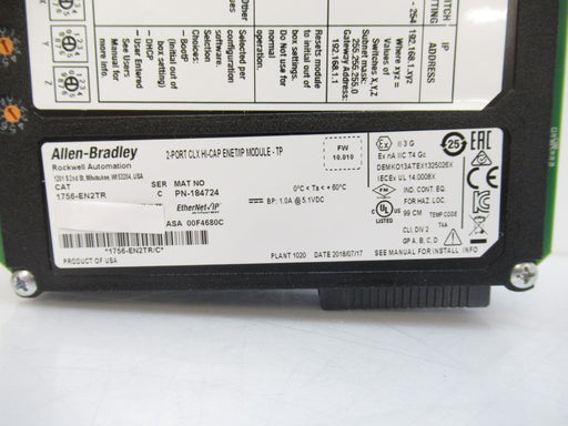 1756-EN2TR 1756EN2TR Allen Bradley ControlLogix Dual  EtherNet/IP Module FW10.01