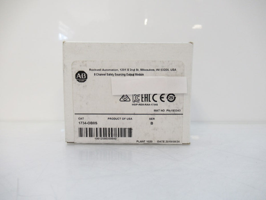 1734-OB8S 1734OB8S Allen Bradley Safety Sourcing Output Mod. Ser B Surplus In Box