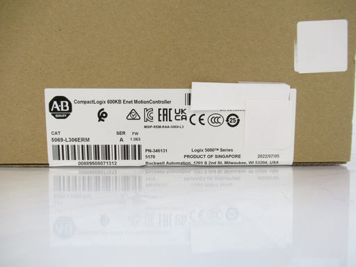 5069-L306ERM 5069L306ERM Allen Bradley CompactLogix 600KB Controller Surplus In Box