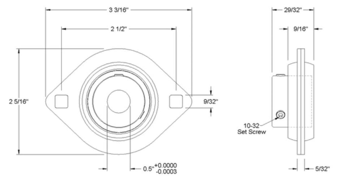 SBPFL2018KG5 FYH Low-Profile Mounted Sealed Steel Ball Bearing (New In Box)