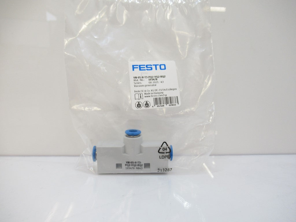 193478 VN-05-H-T3-PQ2-VQ2-RQ2 VN05HT3PQ2VQ2RQ2 Festo Vacuum Generator New In Bag