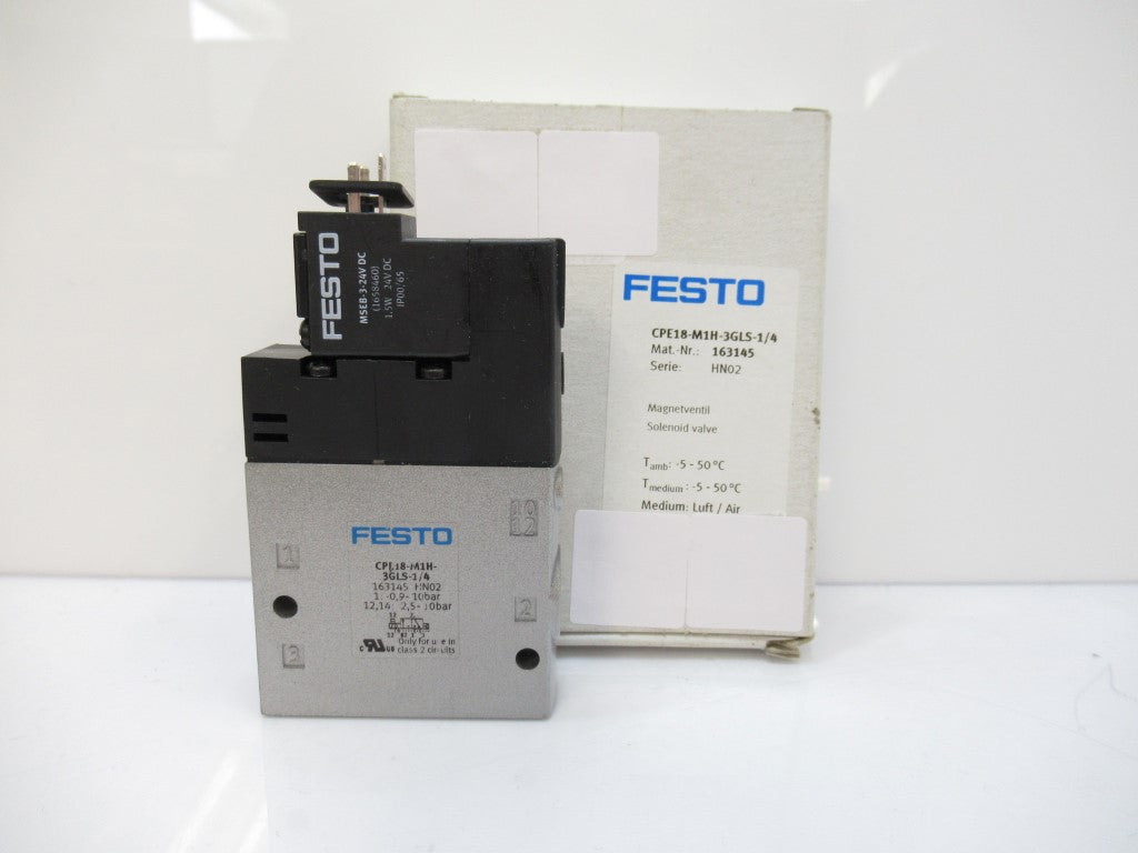 163145 CPE18-M1H-3GLS-1/4 Festo Solenoid Valve 3/2 24V DC 1/4NPT New In Box