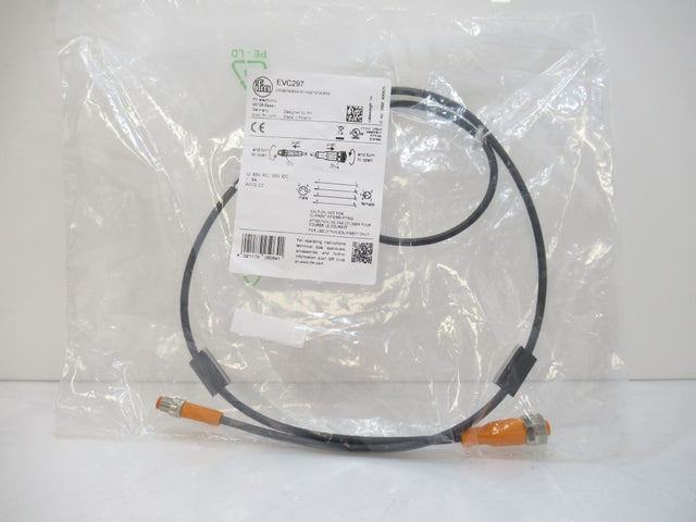 EVC297 Ifm Electronic Cable 1m M8 4pins Male, M12 Female, Straight Straight (New In Bag)